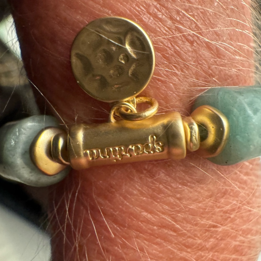 NWT Spartina Amaxonite Stone & Shell Stretch Bracelet 10mm. Beautiful! - Picture 6 of 6
